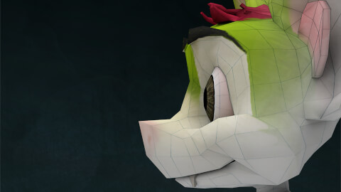 Profilansicht von der Seite 3D-Charakter Bettie