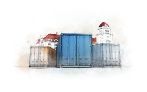 Illustration Container und Speicher Abbildung Illustration Container und Speicher