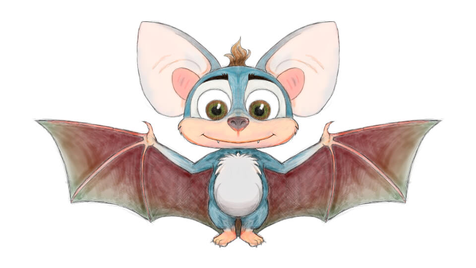 kolorierte Skizze zur 3D-Feldermaus kolorierte Skizze zur 3D-Feldermaus