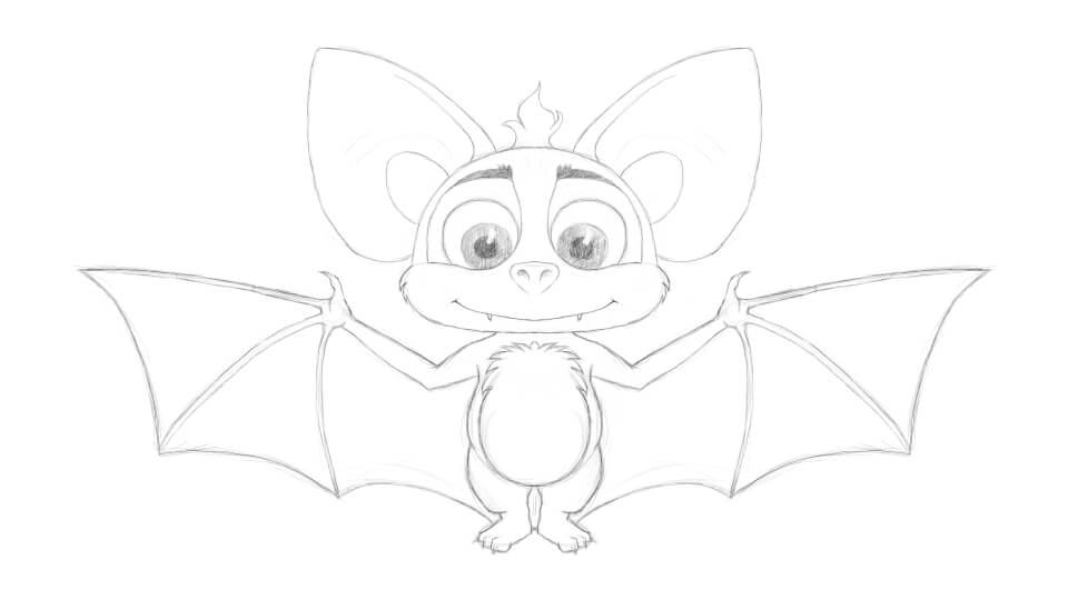 Skizze 3D Fledermaus Outlines