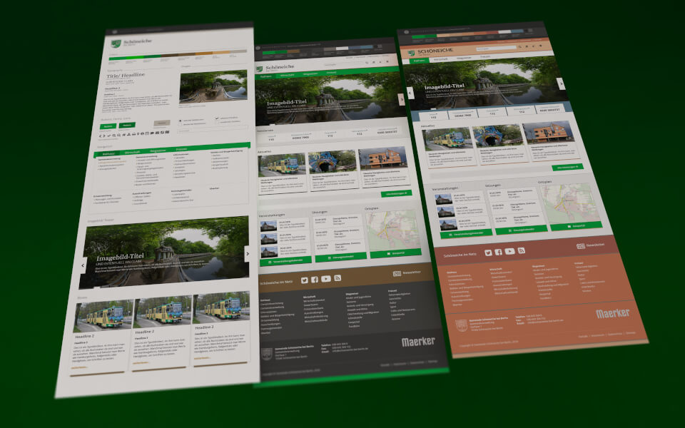 Abbildung Design-Vorlagen für die Homepage der Gemeinde Schöneiche bei Berlin