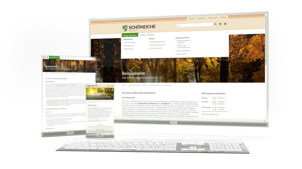 Responsives HTML-Template der Homepage der Gemeinde Schöneiche bei Berlin Abbildung Responsives Frontend der Homepage der Gemeinde Schöneiche bei Berlin