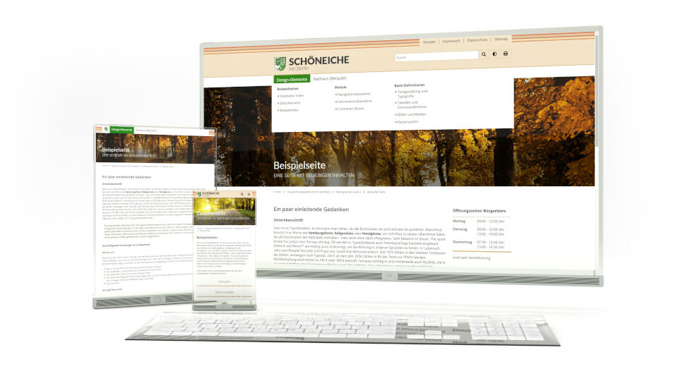 Abbildung Responsives Frontend der Homepage der Gemeinde Schöneiche bei Berlin