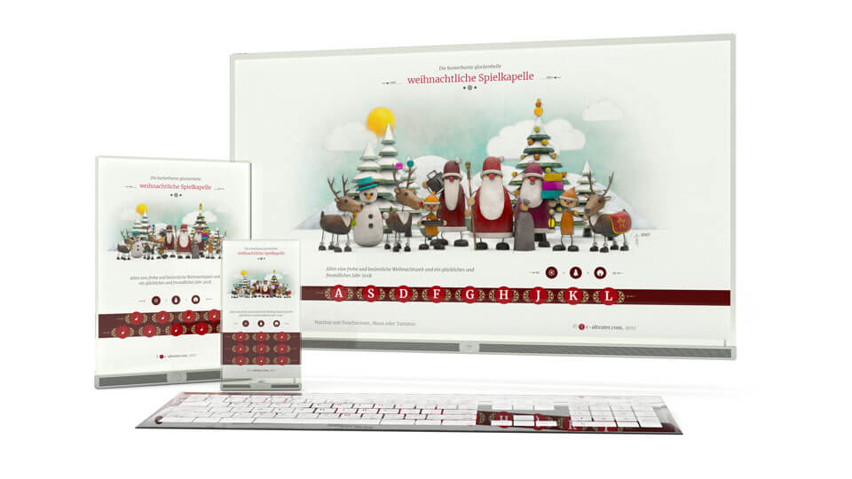Die kunterbunte glockenhelle weihnachtliche Spielkapelle 2017 Abbildung 3D full responsive Webspiel 'Spielkapelle'