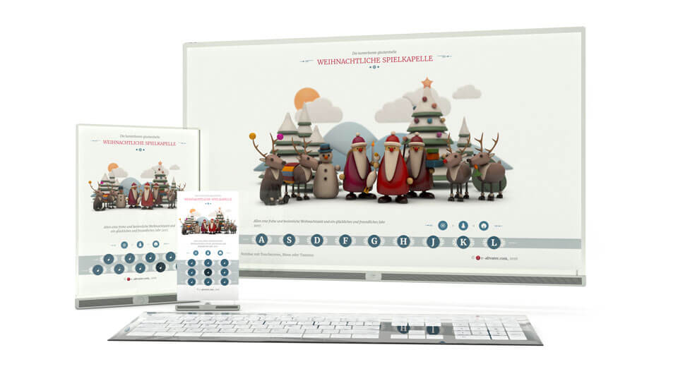 Die kunterbunte glockenhelle weihnachtliche Spielkapelle 2016 Abbildung 3D full responsive Webspiel 'Spielkapelle'
